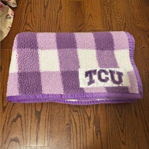 Purple and White Checkered TCU Blanket